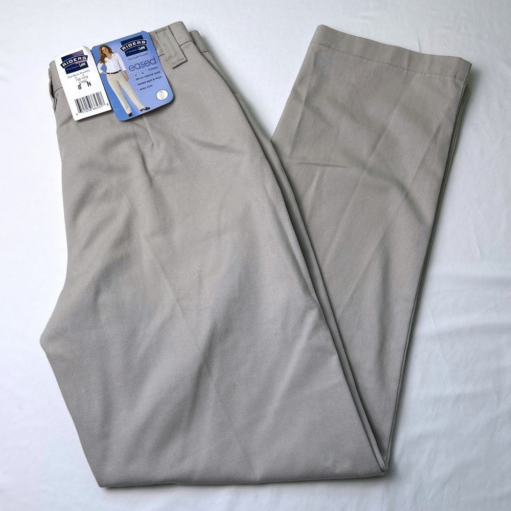 Riders by Lee Womens Pants Khaki Tan Size 8 Cotton Straight Leg High Rise NEW
